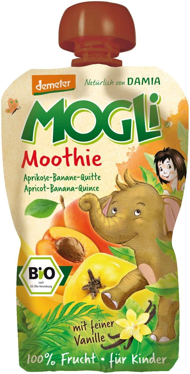 Moothie - Aprikosenpüree mit Banane Quitte Vanille 100% Frucht ohne Zuckerzusatz BIO 100 g - MOGLI