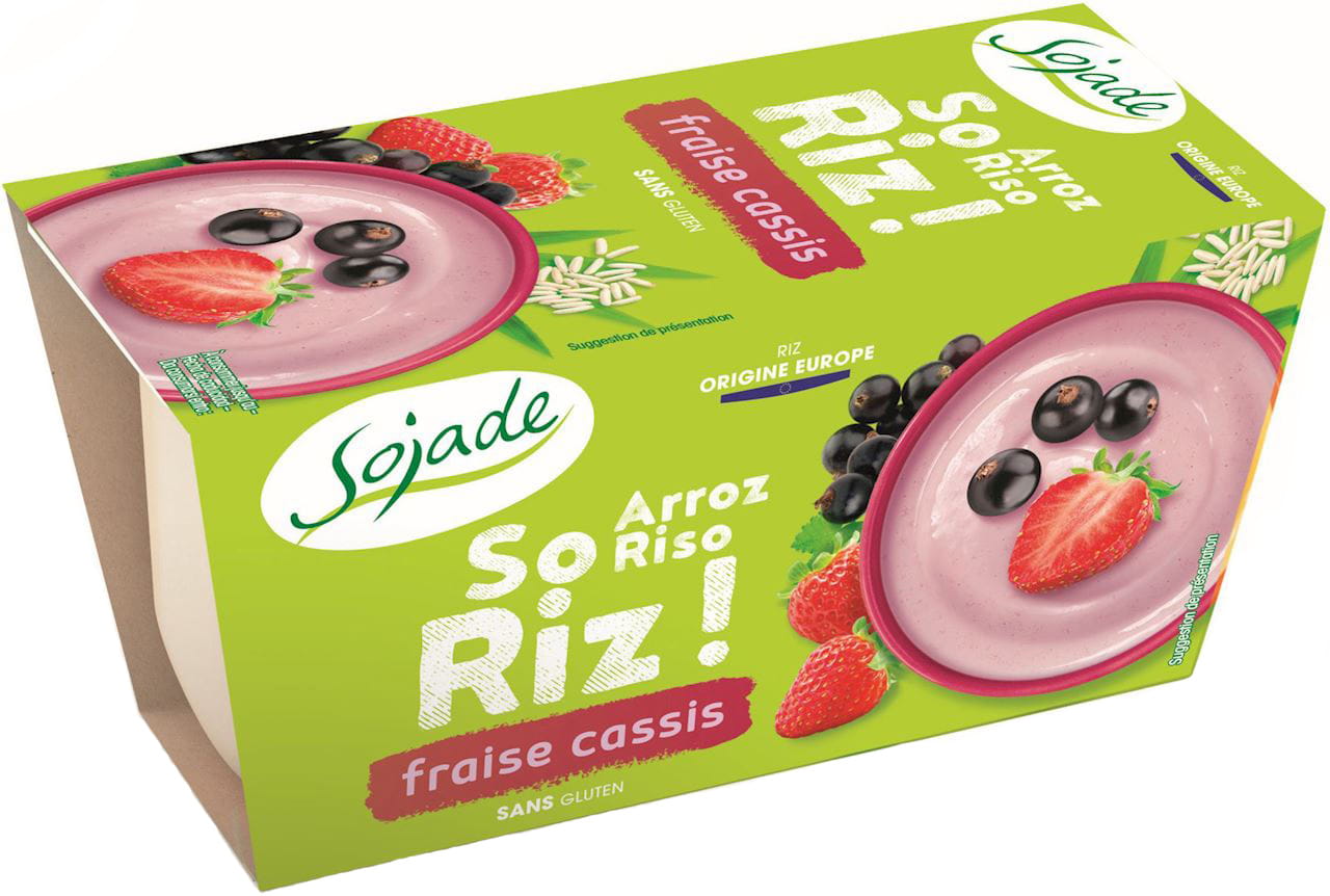 Erdbeer-Reis-Dessert mit schwarzer Johannisbeere laktosefrei glutenfrei BIO (2 x100 g) - SOJADE