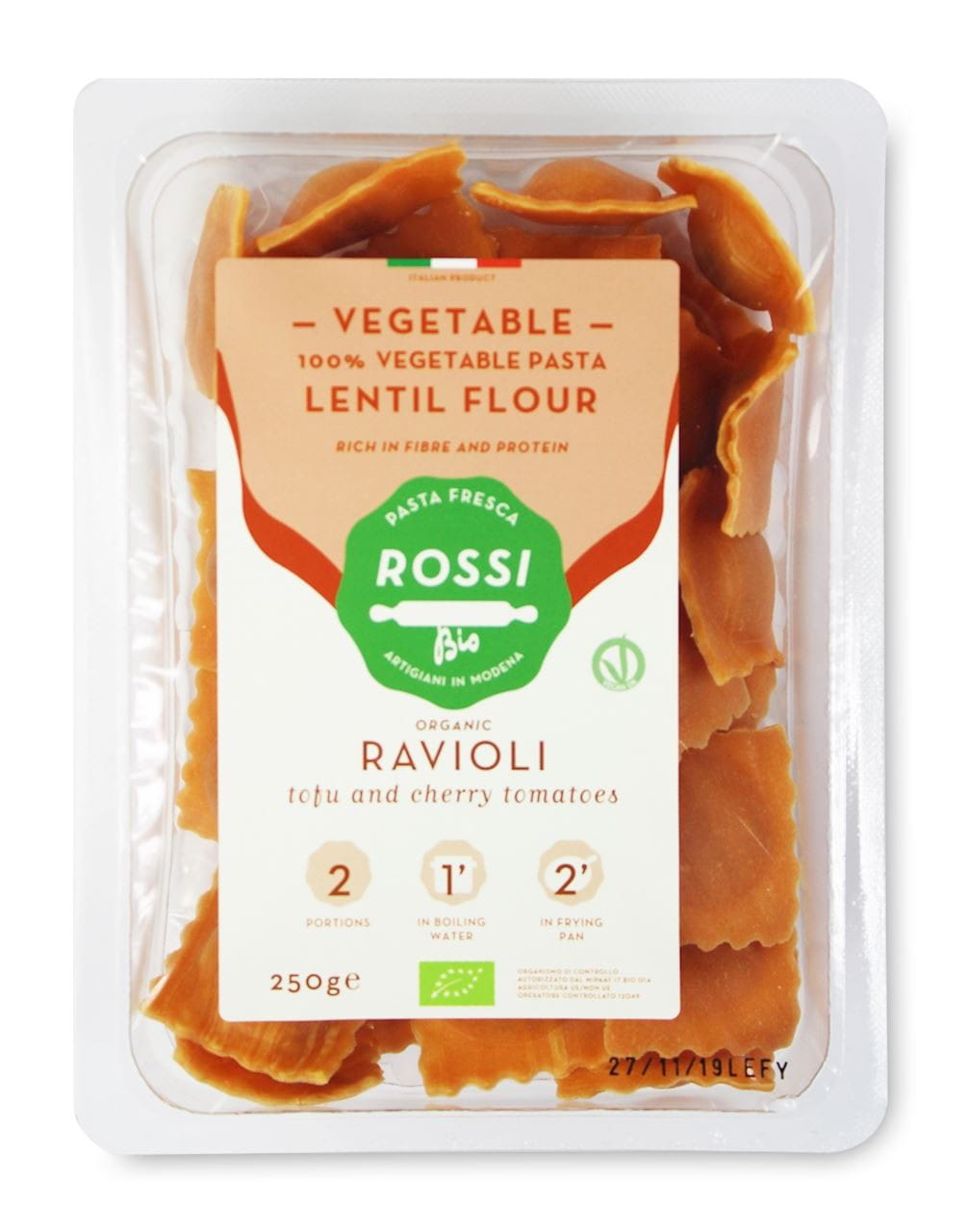 Ravioli mit Linsentofu und Kirschtomaten BIO 250 g - FRESCA ROSSI PASTA