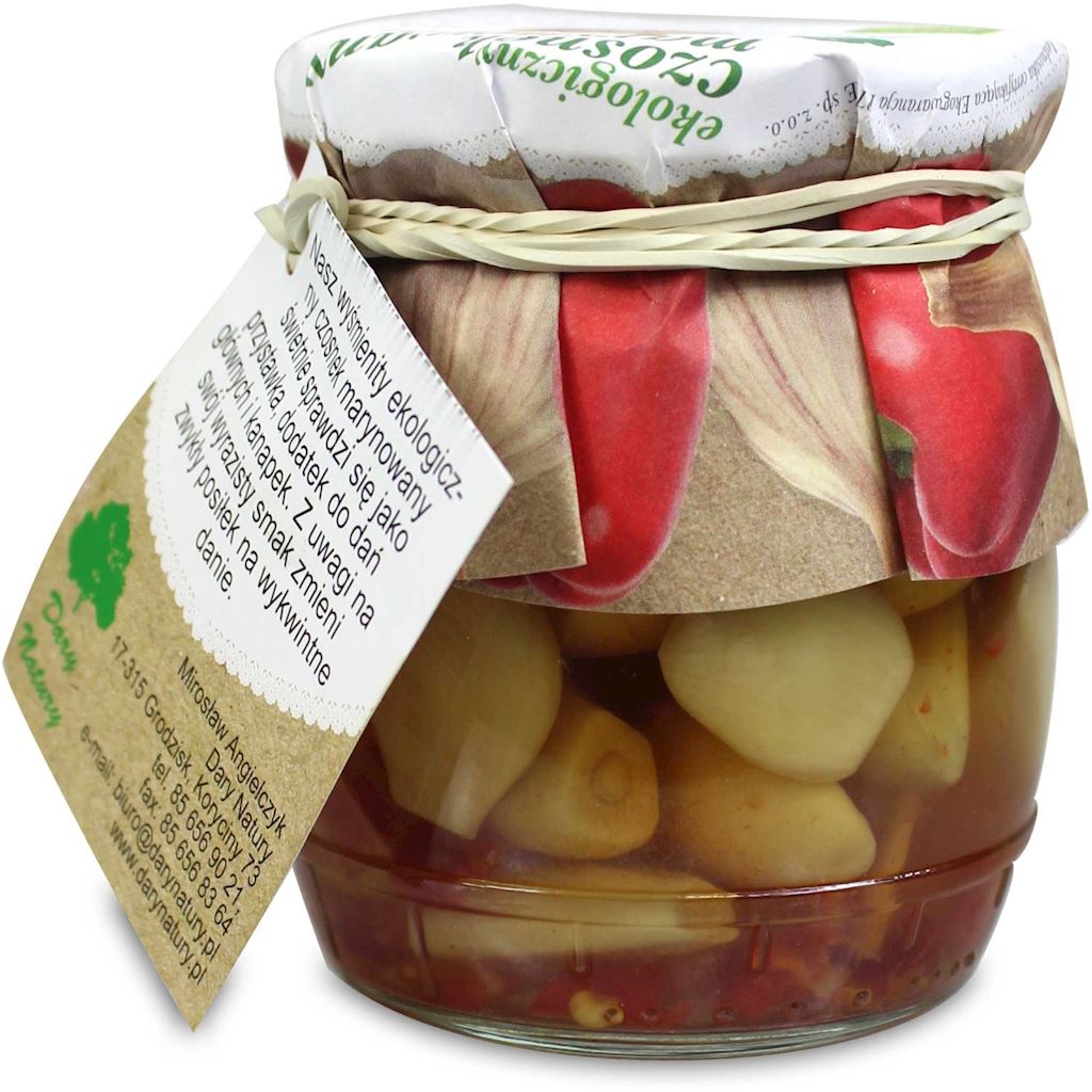 Eingelegter Knoblauch mit Paprika BIO 190 g - GESCHENKE DER NATUR