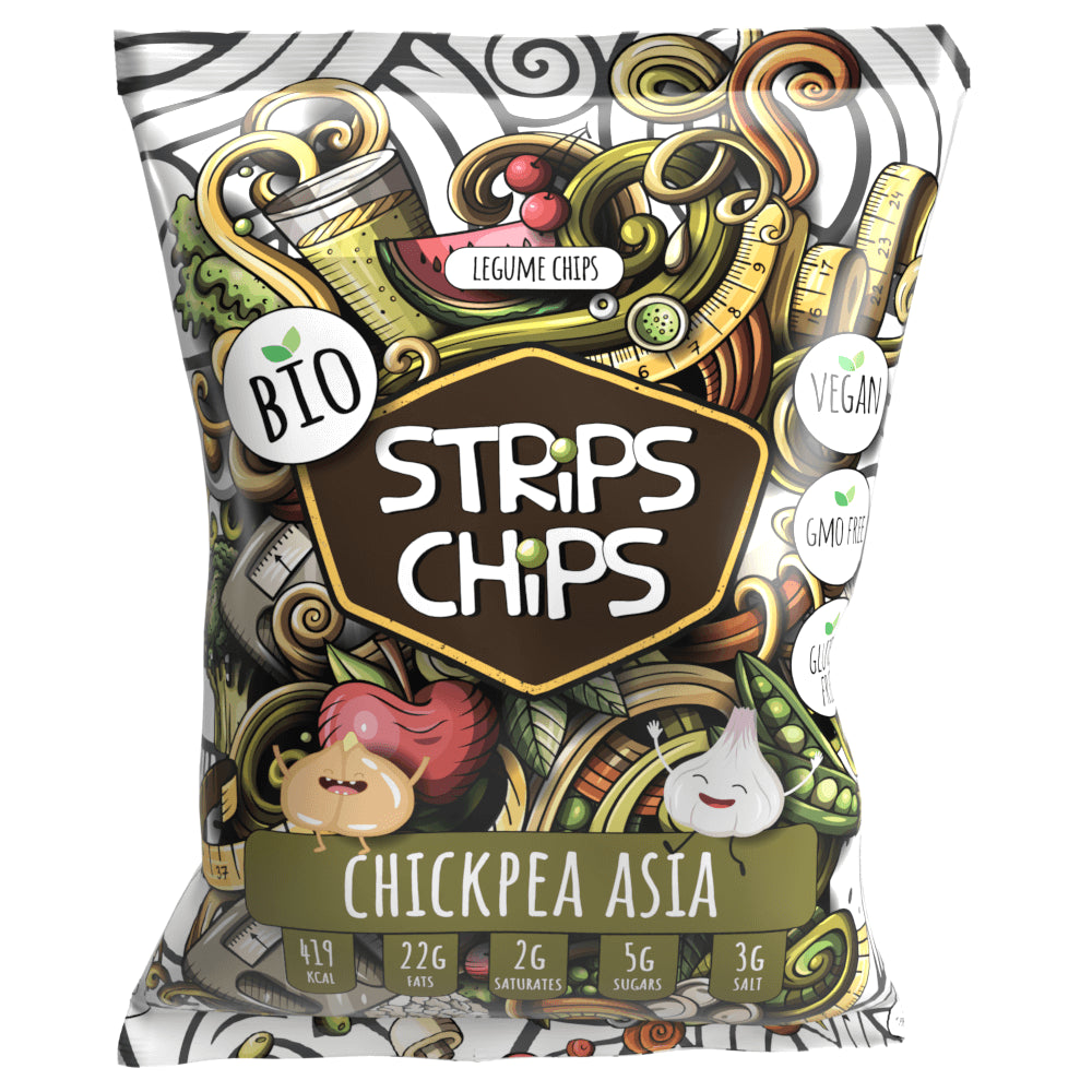 Kichererbsen Snack Asia glutenfrei BIO 90 g - STREIFEN CHIPS