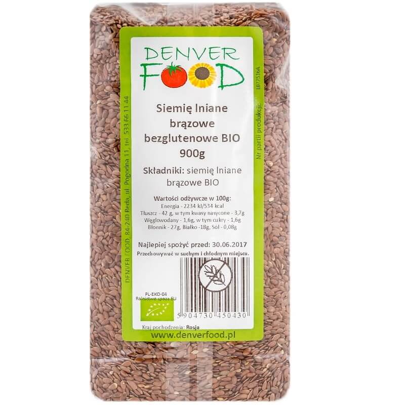 Brauner Leinsamen glutenfrei BIO 900g DENVER FOOD