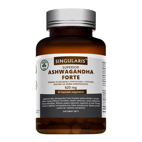 Ashwagandha FORTE 620 MG Ginseng - Indischer Ginseng 60 SINGULARIS vegane Kapseln