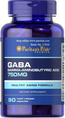 Gamma - Aminobuttersäure Gaba Gamma - Aminobuttersäure 750 mg 90 Kapseln PURITAN'S PRIDE