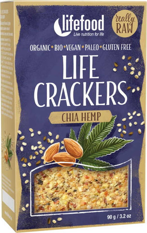 Cracker mit Hanfsamen und Chia roh BIO 90 g - LIFEFOOD