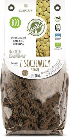 Nudeln (grüne Linsen), Fusilli, glutenfrei BIO 250 g - FABIJAŃSCY