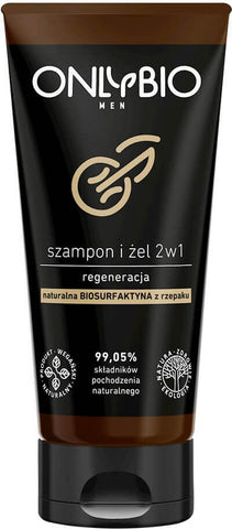 2in1 regenerierendes Shampoo und Gel für Männer, 200 ml Tube - NUR BIO