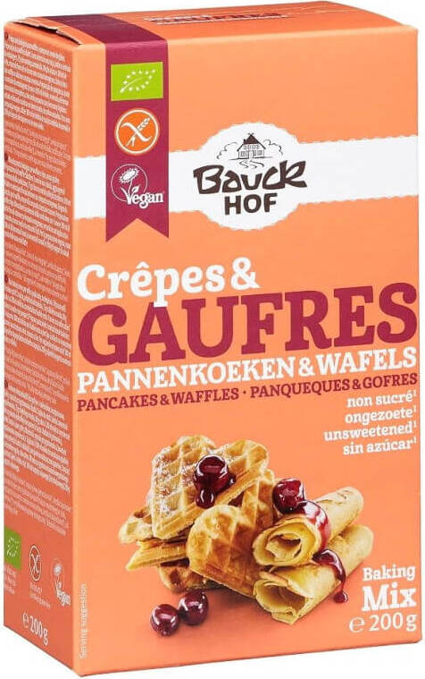 Mix zum Zubereiten von Waffeln und Pfannkuchen glutenfrei BIO 200 g - BAUCK HOF