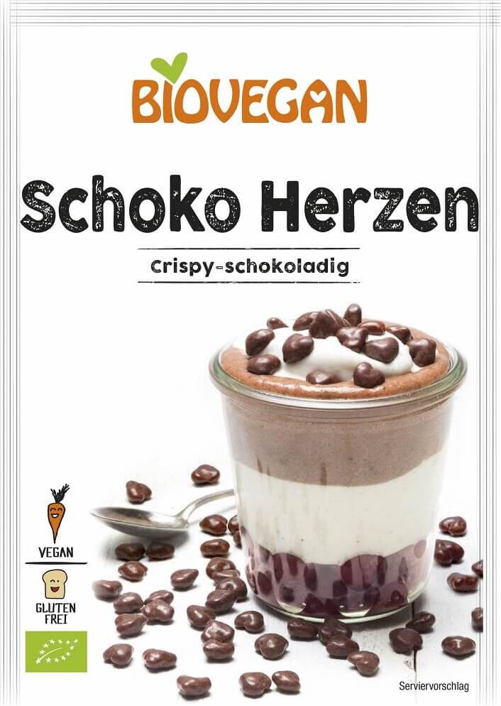 Dekoratives Topping mit glutenfreien Schokoladenherzen BIO 35 g - BIO VEGAN