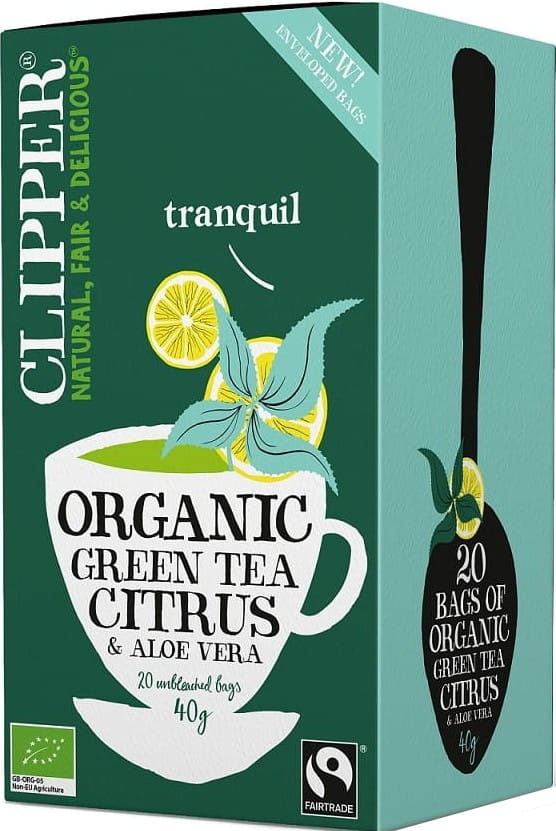 Grüner Tee mit Zitrone und Aloe fair gehandelt BIO 40 g (20 x 2 g) - CLIPPER