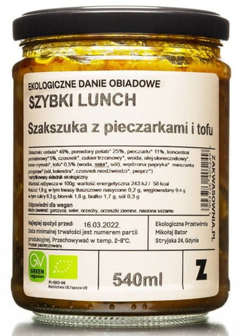 Shakshouka Gericht mit Pilzen und Tofu BIO 540 ml - ZAKWASOWNIA