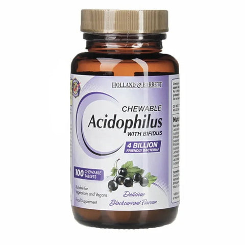 Acidophilus mit Bifidus, schwarzer Johannisbeergeschmack 100 Tabletten HOLLAND & BARRETT