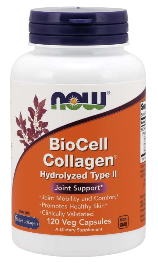 Biocell Kollagen hydrolysiertes Kollagen Typ II und Chondroitin und Hyaluronsäure 120 Kapseln NOW FOODS