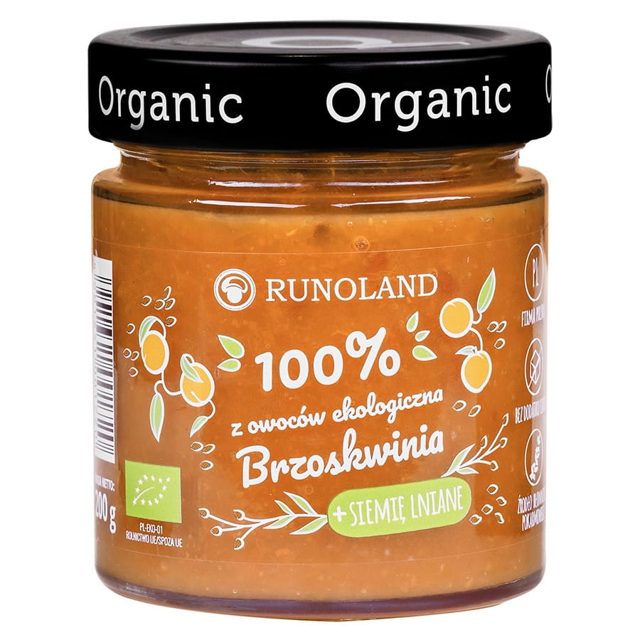 Pfirsich + Leinsamen 100% Frucht mit der Konsistenz von BIO-Marmelade 200g RUNOLAND