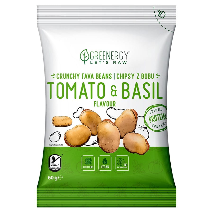 Tomaten-Basilikum-Saubohnenchips 60g GREENERGY