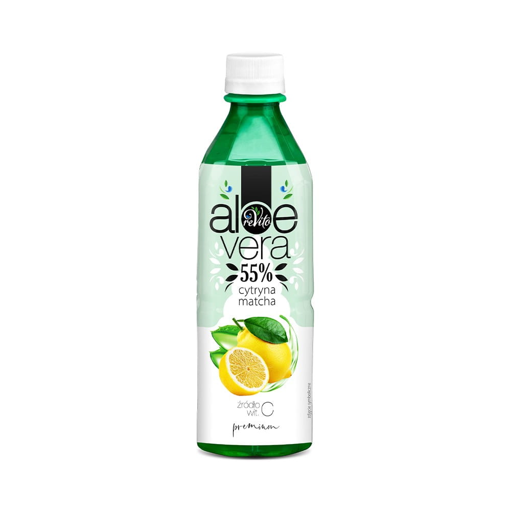 Aloe Vera Getränk, Zitrone und Matcha 500 ml REVITO