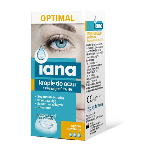 Iana optimal feuchtigkeitsspendende Augentropfen 01% ha 10ml STARPHARMA