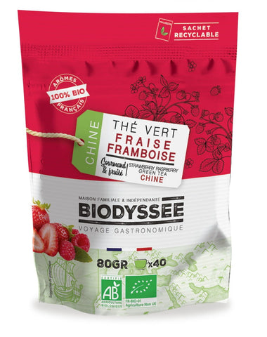 Grüner Tee mit Erdbeere und Himbeere 80g EKO BIODYSSEE