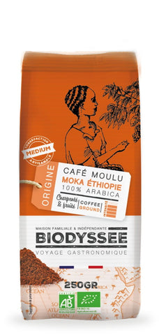 Káva 100% Arabica Etiópia mocha mletá 250g ECO BIODYSSEE