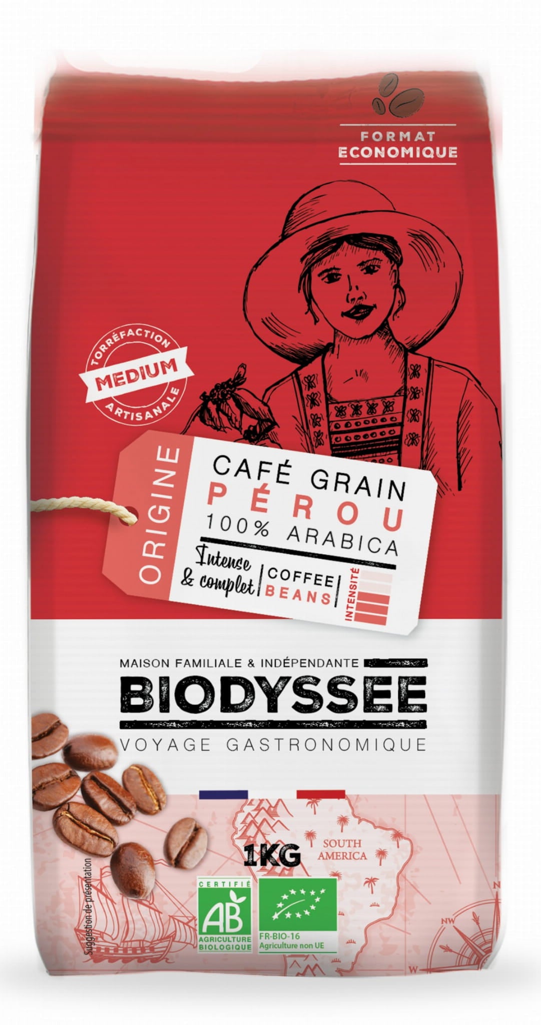 Café 100% arábica peruano en grano 1 kg ECO BIODYSSEE