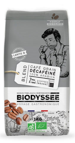 Café suave 100% arábica, granos descafeinados 1 kg ECO BIODYSSEE