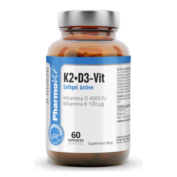 Vitamina K2 D3 Softgel activo 60 cápsulas PHARMOVIT