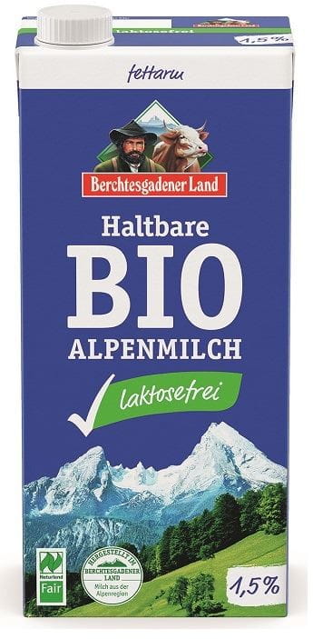 LECHE UHT CON MENOS LACTOSA (al menos 1,5% GRASA) BIO 1 L - BERCHTESGADENER LAND