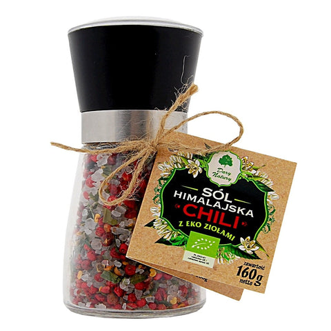 Himalayasalz in einer Mühle mit Chilikräutern BIO 160 g - GESCHENKE DER NATUR